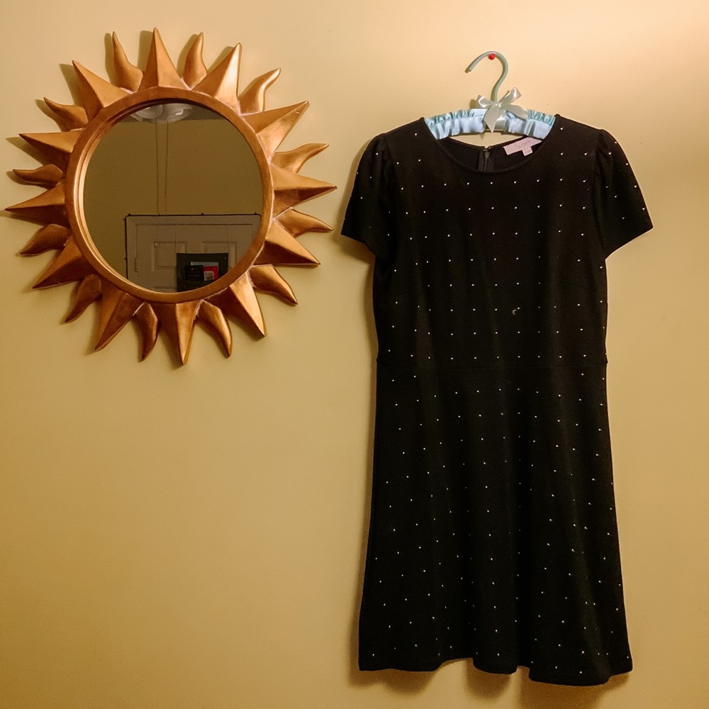 Short Sleeve Loft Black Gold Studded Dress